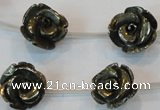 CPY94 15.5 inches 16mm carved rose pyrite gemstone beads wholesale