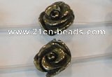 CPY95 15.5 inches 18mm carved rose pyrite gemstone beads wholesale