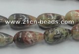 CRA06 15.5 inches 10*20mm teardrop natural rainforest agate beads