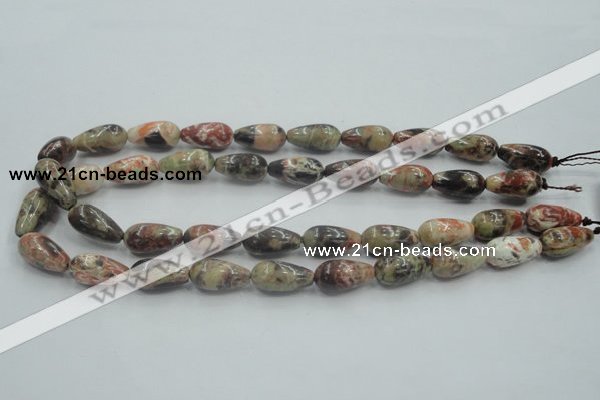 CRA06 15.5 inches 10*20mm teardrop natural rainforest agate beads