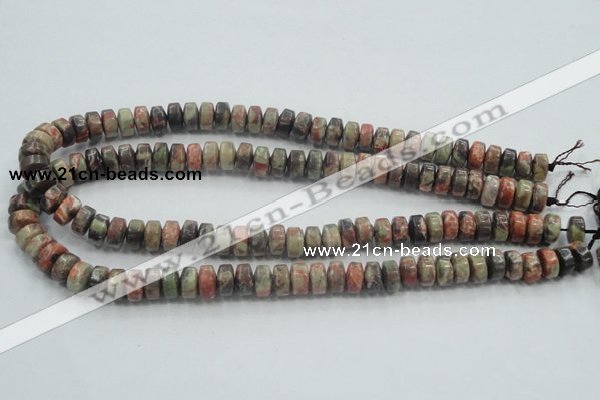 CRA07 15.5 inches 6*10mm rondelle natural rainforest agate beads