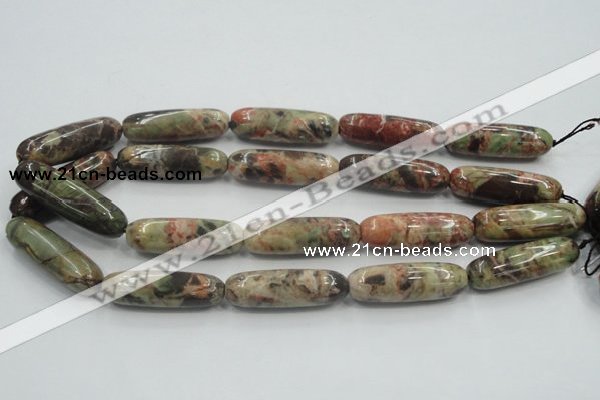 CRA10 15.5 inches 13*40mm cylinder natural rainforest agate beads