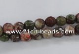 CRA101 15.5 inches 8mm faceted round rainforest agate gemstone beads