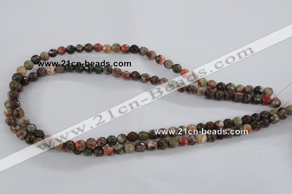 CRA101 15.5 inches 8mm faceted round rainforest agate gemstone beads