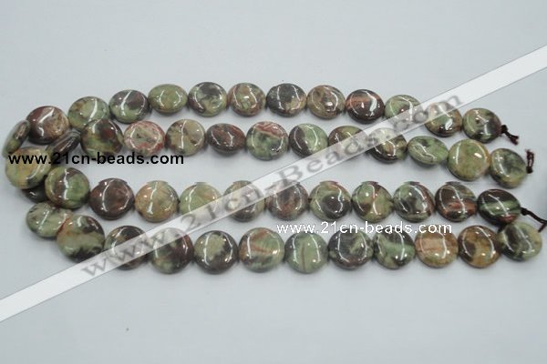 CRA11 15.5 inches 16mm flat round natural rainforest agate beads