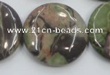 CRA14 15.5 inches 30mm flat round natural rainforest agate beads