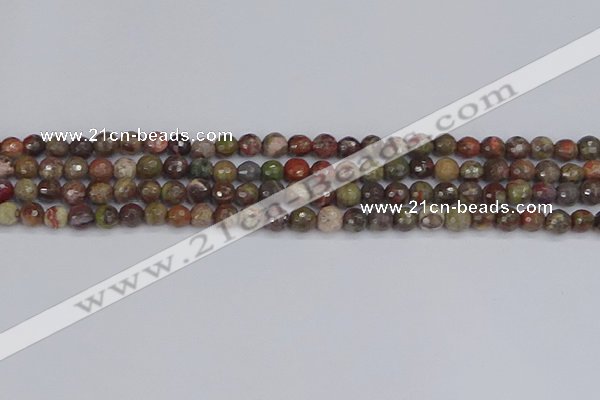 CRA161 15.5 inches 6mm faceted round rainforest agate beads