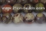 CRA162 15.5 inches 8mm faceted round rainforest agate beads