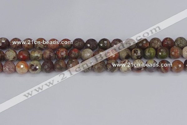 CRA163 15.5 inches 10mm faceted round rainforest agate beads