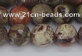 CRA164 15.5 inches 12mm faceted round rainforest agate beads