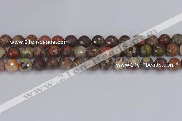 CRA164 15.5 inches 12mm faceted round rainforest agate beads