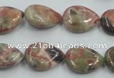 CRA18 15.5 inches 13*18mm flat teardrop natural rainforest agate beads