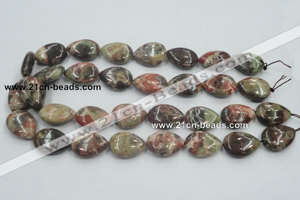 CRA19 15.5 inches 18*25mm flat teardrop natural rainforest agate beads