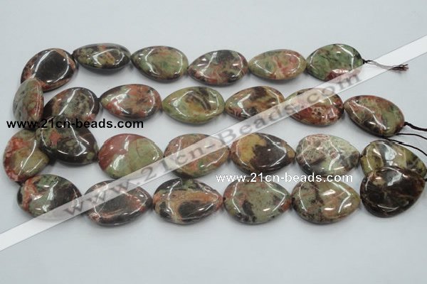 CRA20 15.5 inches 22*30mm flat teardrop natural rainforest agate beads