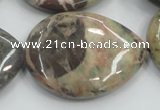 CRA21 15.5 inches 30*40mm flat teardrop natural rainforest agate beads