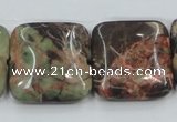 CRA23 15.5 inches 25*25mm square natural rainforest agate beads