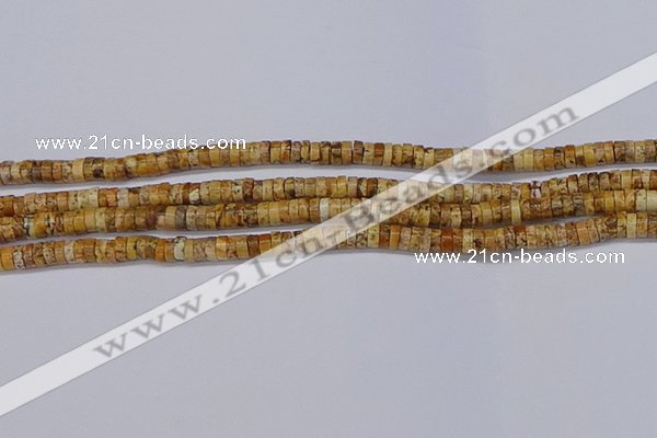 CRB1015 15.5 inches 2*4mm heishi picture jasper beads wholesale