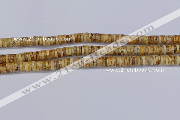 CRB1018 15.5 inches 2*7mm heishi picture jasper beads wholesale