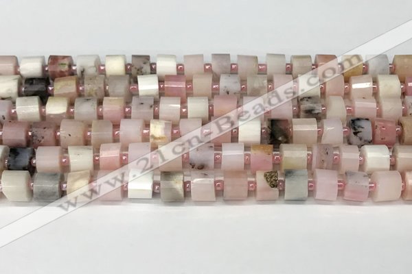 CRB1065 15.5 inches 5*8mm - 6*8mm faceted tyre natural pink opal beads