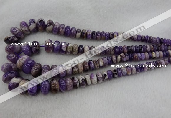 CRB1102 15.5 inches 5*8mm - 9*18mm rondelle dogtooth amethyst beads