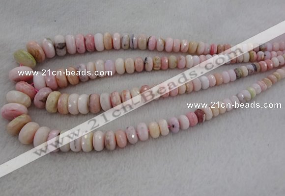 CRB1126 15.5 inches 5*8mm - 9*18mm faceted rondelle pink opal beads