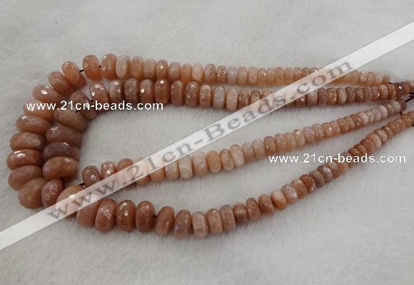 CRB1131 15.5 inches 5*8mm - 9*18mm faceted rondelle moonstone beads