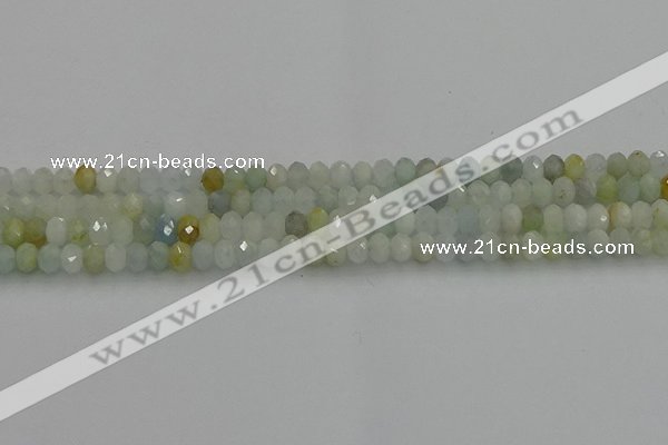 CRB1212 15.5 inches 4*6mm faceted rondelle aquamarine beads