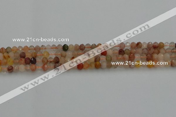 CRB1214 15.5 inches 4*6mm faceted rondelle mixed rutilated quartz beads