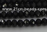 CRB1218 15.5 inches 4*6mm faceted rondelle black tourmaline beads