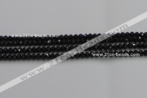 CRB1218 15.5 inches 4*6mm faceted rondelle black tourmaline beads