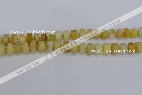 CRB1240 15.5 inches 6*12mm tyre matte yellow opal gemstone beads