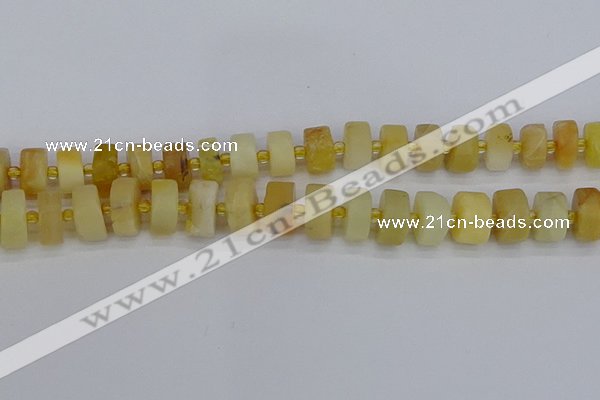 CRB1241 15.5 inches 7*14mm tyre matte yellow opal gemstone beads