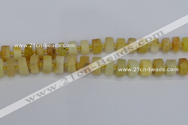 CRB1242 15.5 inches 8*16mm tyre matte yellow opal gemstone beads