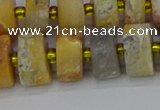 CRB1248 15.5 inches 7*14mm tyre matte crazy lace agate beads