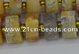 CRB1249 15.5 inches 8*16mm tyre matte crazy lace agate beads