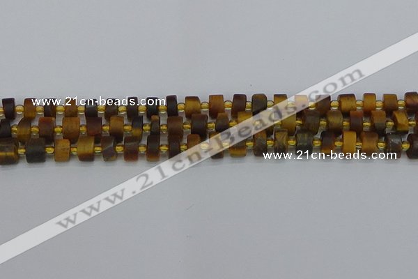 CRB1252 15.5 inches 5*8mm tyre matte yellow tiger eye beads