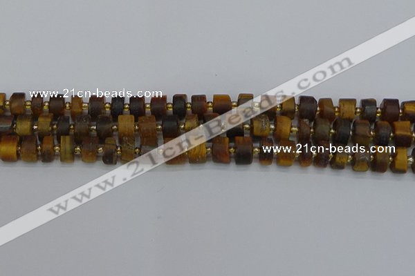 CRB1253 15.5 inches 6*10mm tyre matte yellow tiger eye beads