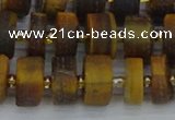 CRB1254 15.5 inches 6*12mm tyre matte yellow tiger eye beads