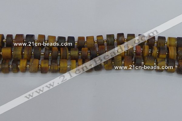 CRB1254 15.5 inches 6*12mm tyre matte yellow tiger eye beads