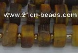 CRB1255 15.5 inches 7*14mm tyre matte yellow tiger eye beads