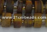 CRB1256 15.5 inches 8*16mm tyre matte yellow tiger eye beads