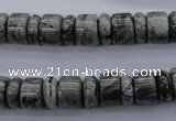 CRB126 15.5 inches 4*10mm & 7*10mm rondelle grey picture jasper beads