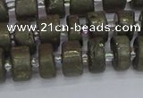 CRB1260 15.5 inches 6*10mm tyre matte pyrite gemstone beads