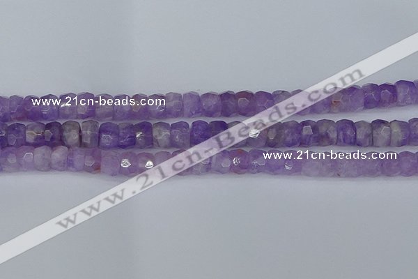 CRB1272 15.5 inches 6*10mm faceted rondelle lavender amethyst beads