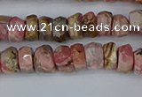 CRB1282 15.5 inches 4*6mm faceted rondelle rhodochrosite beads