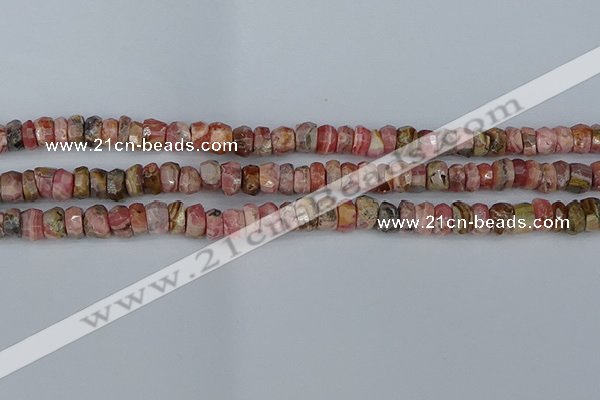 CRB1282 15.5 inches 4*6mm faceted rondelle rhodochrosite beads