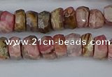 CRB1283 15.5 inches 5*8mm faceted rondelle rhodochrosite beads