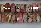 CRB1284 15.5 inches 6*10mm faceted rondelle rhodochrosite beads