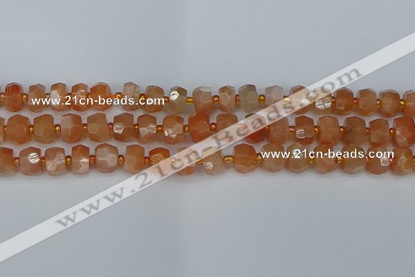 CRB1292 15.5 inches 6*10mm faceted rondelle moonstone beads