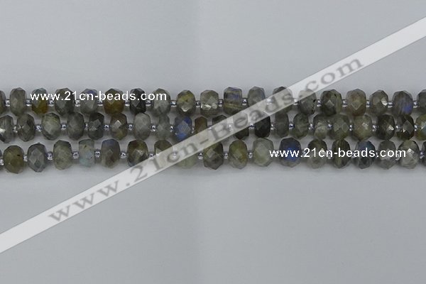 CRB1295 15.5 inches 5*8mm faceted rondelle labradorite beads